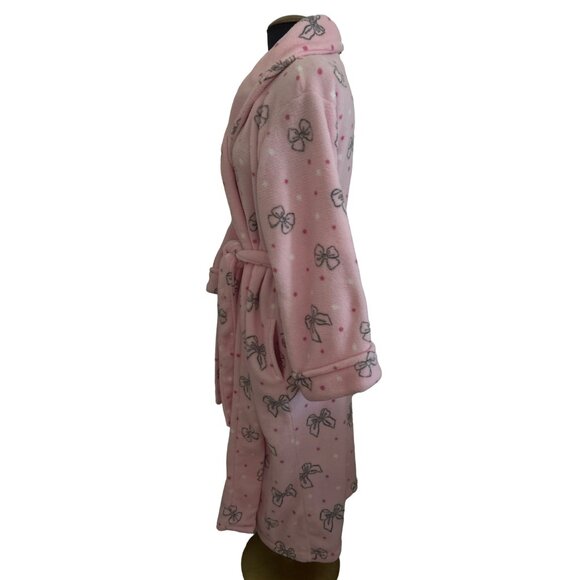 Oscar De La Renta Pink Bow Print Plush Robe L/XL - Picture 3 of 8